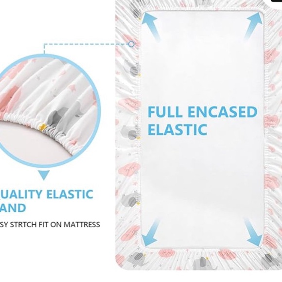 TILLYOU 1 Pink 1 white/pink Fitted Crib Sheets 28inx52in x 8in 100% Cotton, New - Picture 15 of 16